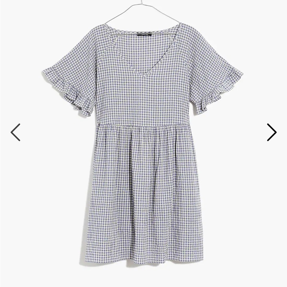 Madewell Ruffle-Sleeve Babydoll Dress in Seersucker Gingham